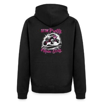 UTV Off Road Girl Woman 4 Wheeler Side by side - Unisex Premium Organic Zip Hoodie - black - Back - Nico (187cm)