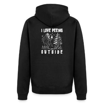 Camping Lagerfeuer Camper Outdoor Nature Berge - Unisex Premium Bio Zip Hoodie - Schwarz - Hinten - Nico (187cm)