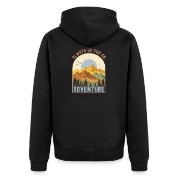 Camping Lagerfeuer Camper Outdoor Nature Berge - Unisex Premium Bio Zip Hoodie - Schwarz - Hinten - Nico (187cm)
