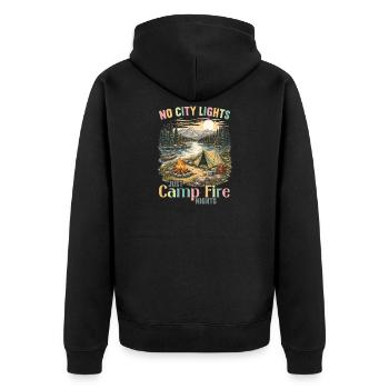 Camping Lagerfeuer Camper Outdoor Nature Berge - Unisex Premium Bio Zip Hoodie - Schwarz - Hinten - Nico (187cm)