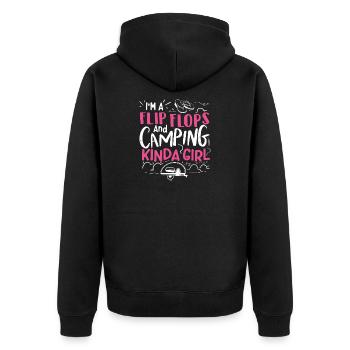 Flip Flops Camping Girl - Unisex Premium Organic Zip Hoodie - black - Back - Nico (187cm)
