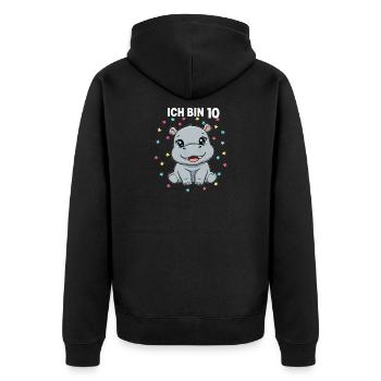 Ich bin 10 - Süßes Nilpferd zum 10. Geburtstag - Unisex Premium Bio Zip Hoodie - Schwarz - Hinten - Nico (187cm)