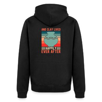 Artist Painter Graphic And Clay Lived Happily Ever - Unisex Premium Bio Zip Hoodie - Schwarz - Hinten - Nico (187cm)