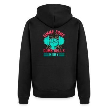 Fitness Fanatics Some Dumb Bells Baby Calisthenics - Unisex Premium Bio Zip Hoodie - Schwarz - Hinten - Nico (187cm)