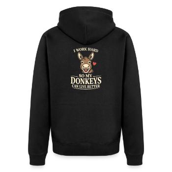 Amant des ânes Âne Animal drôle d’âne - Veste à capuche bio Premium Unisexe - noir - Dos - Nico (187cm)