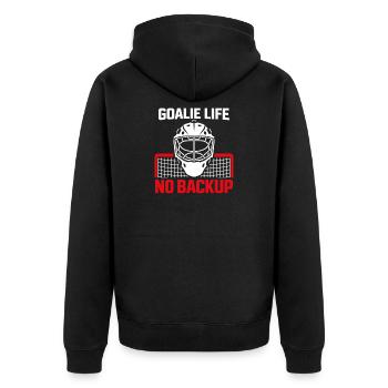 Hockey Goalie Geschenk Goalie Life Hockey Goalie - Unisex Premium Bio Zip Hoodie - Schwarz - Hinten - Nico (187cm)
