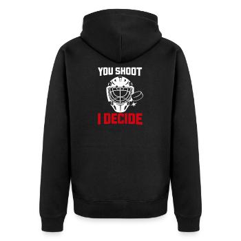 Hockey Goalie Geschenk Goalie Life Hockey Goalie - Unisex Premium Bio Zip Hoodie - Schwarz - Hinten - Nico (187cm)