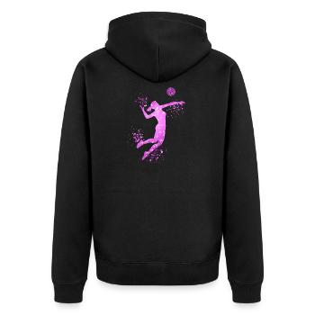 Volley-ball féminin Joueuse de volley-ball : Volley-ball de plage - Veste à capuche bio Premium Unisexe - noir - Dos - Nico (187cm)