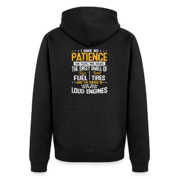 Course Moteurs bruyants Pas de patience Spruch drôle - Veste à capuche bio Premium Unisexe - noir - Dos - Nico (187cm)