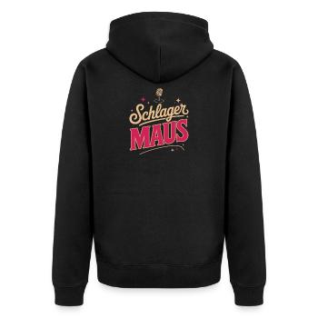 Schlager Maus Party Crew JGA Frauen Schlagermaus - Unisex Premium Bio Zip Hoodie - Schwarz - Hinten - Nico (187cm)