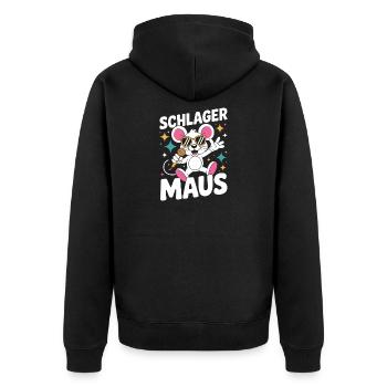 Schlager Maus Party Crew JGA Frauen Schlagermaus - Unisex Premium Bio Zip Hoodie - Schwarz - Hinten - Nico (187cm)
