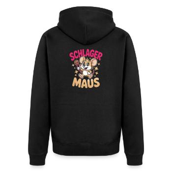 Schlager Maus Party Crew JGA Frauen Schlagermaus - Unisex Premium Bio Zip Hoodie - Schwarz - Hinten - Nico (187cm)