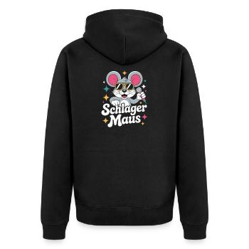 Schlager Maus Party Crew JGA Frauen Schlagermaus - Unisex Premium Bio Zip Hoodie - Schwarz - Hinten - Nico (187cm)
