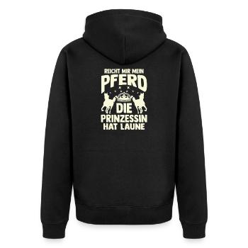 Reiten Pferdeliebhaber Reiterhof Pferde - Unisex Premium Bio Zip Hoodie - Schwarz - Hinten - Nico (187cm)