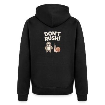 Sloth and Snail Don't rush - Unisex Premium Organic Zip Hoodie - black - Back - Nico (187cm)