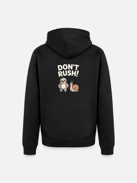 Sloth and Snail Don't rush - Unisex Premium Organic Zip Hoodie - black