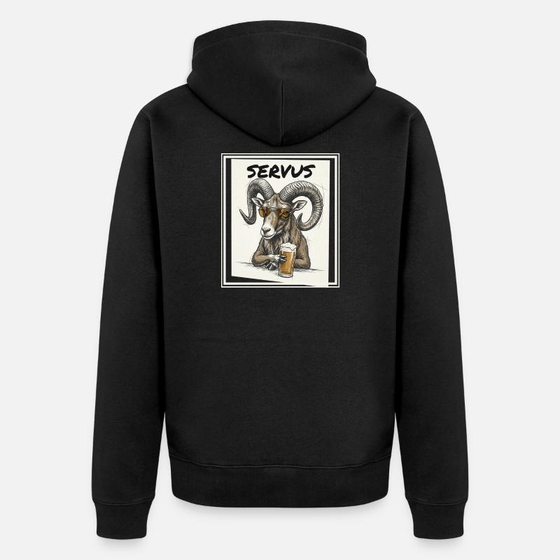 Mouflon de bière - Veste à capuche bio Premium Unisexe - noir