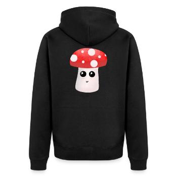 Kawaii Mushroom Buddy with Dots - Unisex Premium Organic Zip Hoodie - black - Back - Nico (187cm)