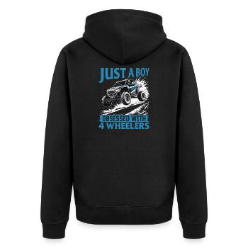 UTV Off Road Boy Men 4 Wheeler Side by side - Unisex Premium Organic Zip Hoodie - black - Back - Nico (187cm)