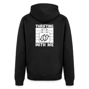 Thrift Shop Thrifting With Me Love Thrifting - Unisex Premium Organic Zip Hoodie - black - Back - Nico (187cm)