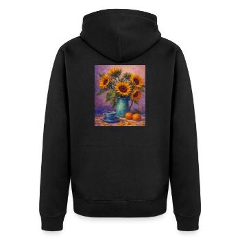 Graphismes de tournesols jaunes Fleurs de tournesol - Veste à capuche bio Premium Unisexe - noir - Dos - Nico (187cm)