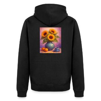 Graphismes de tournesols jaunes Fleurs de tournesol - Veste à capuche bio Premium Unisexe - noir - Dos - Nico (187cm)