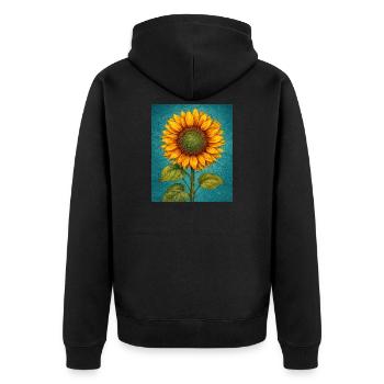 Graphismes de tournesols jaunes Fleurs de tournesol - Veste à capuche bio Premium Unisexe - noir - Dos - Nico (187cm)