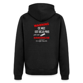 Humour homme couple femme jalouse saint valentin - Veste à capuche bio Premium Unisexe - noir - Dos - Nico (187cm)