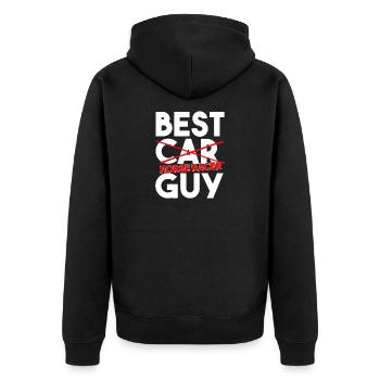 Best Horse Racer Guy Typography - Unisex Premium Organic Zip Hoodie - black - Back - Nico (187cm)