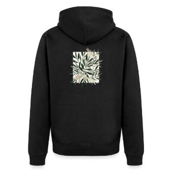 Leaf dance in natural tone - Unisex Premium Organic Zip Hoodie - black - Back - Nico (187cm)