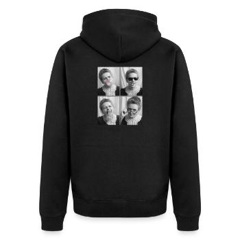 Marie Curie Fotostreifen - Unisex Premium Bio Zip Hoodie - Schwarz - Hinten - Nico (187cm)