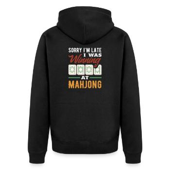 It's Mahjong Time - Unisex Premium Organic Zip Hoodie - black - Back - Nico (187cm)