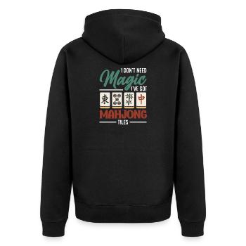 It's Mahjong Time - Unisex Premium Organic Zip Hoodie - black - Back - Nico (187cm)