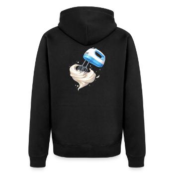 Sahne schlagen Handmixer Backen Design  - Unisex Premium Bio Zip Hoodie - Schwarz - Hinten - Nico (187cm)