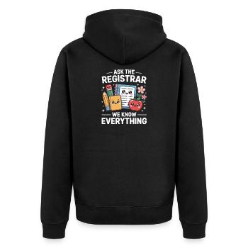 Funny School Secretary School Secretary Office Motif - Unisex Premium Organic Zip Hoodie - black - Back - Nico (187cm)