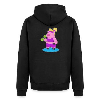 Bodybuilder cochon avec haltères - Veste à capuche bio Premium Unisexe - noir - Dos - Nico (187cm)
