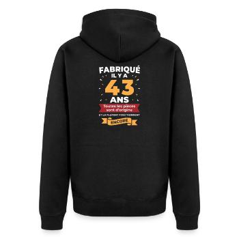 43 Ans Pièces d’origine - Veste à capuche bio Premium Unisexe - noir - Dos - Nico (187cm)