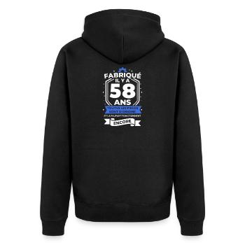 Fabriqué il y a 58 ans - Veste à capuche bio Premium Unisexe - noir - Dos - Nico (187cm)