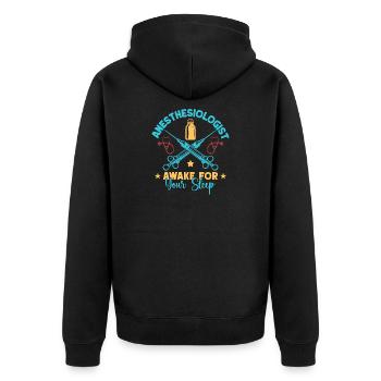 Anesthesiologist Awake Your Sleep Anesthesia - Unisex Premium Bio Zip Hoodie - Schwarz - Hinten - Nico (187cm)