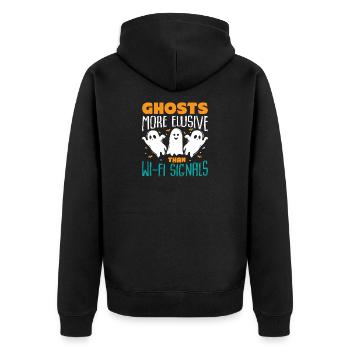Dicton anglais d’Halloween de Chasseur de Fantômes - Veste à capuche bio Premium Unisexe - noir - Dos - Nico (187cm)