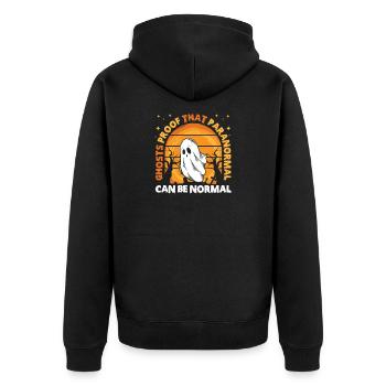 Dicton anglais d’Halloween de Chasseur de Fantômes - Veste à capuche bio Premium Unisexe - noir - Dos - Nico (187cm)