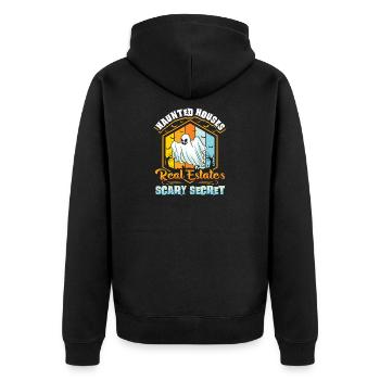 Dicton anglais d’Halloween de Chasseur de Fantômes - Veste à capuche bio Premium Unisexe - noir - Dos - Nico (187cm)