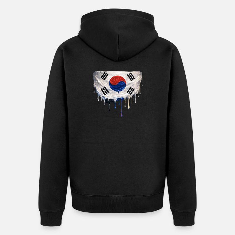 Drapeau coréen dégoulinant - Veste à capuche bio Premium Unisexe - noir