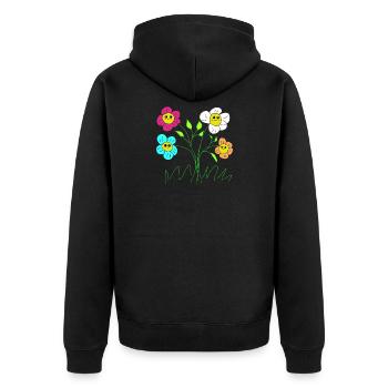 Fröhliche Blüten  Garten Blumen - Unisex Premium Bio Zip Hoodie - Schwarz - Hinten - Nico (187cm)