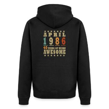 Anniversary year April 1986 - Unisex Premium Organic Zip Hoodie - black - Back - Nico (187cm)