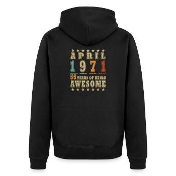 Jubilee year April 1971 - Unisex Premium Organic Zip Hoodie - black - Back - Nico (187cm)