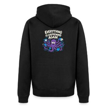 Funny Octopus Overstimulated - Unisex Premium Organic Zip Hoodie - black - Back - Nico (187cm)