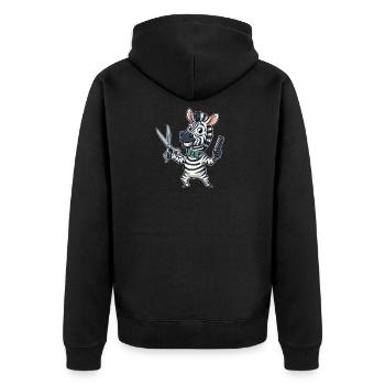 Zebra Hairdresser Cartoon - Unisex Premium Organic Zip Hoodie - black - Back - Nico (187cm)