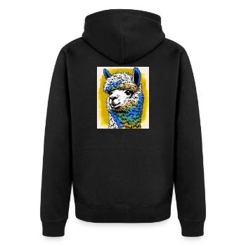Alpaca - Unisex Premium Organic Zip Hoodie - black - Back - Nico (187cm)