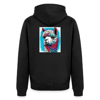 Alpaca - Unisex Premium Organic Zip Hoodie - black - Back - Nico (187cm)